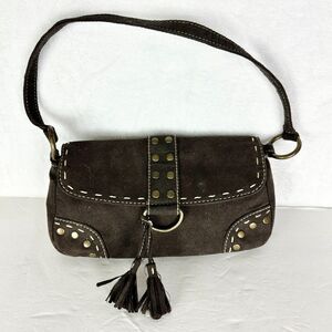 Limited Too Vintage Y2K Faux Suede Mini Bag Purse Brown Tassel 00s